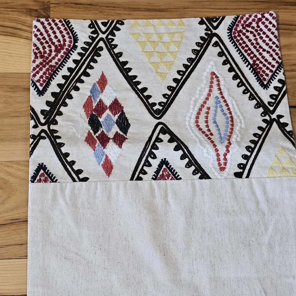 Embroidered Table Runner Target Threshold Cream Brown Red Multi Bohemian Ethnic‎